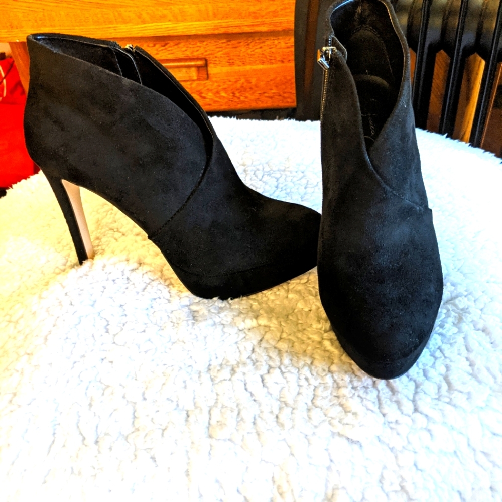 Black Suede Stiletto Booties